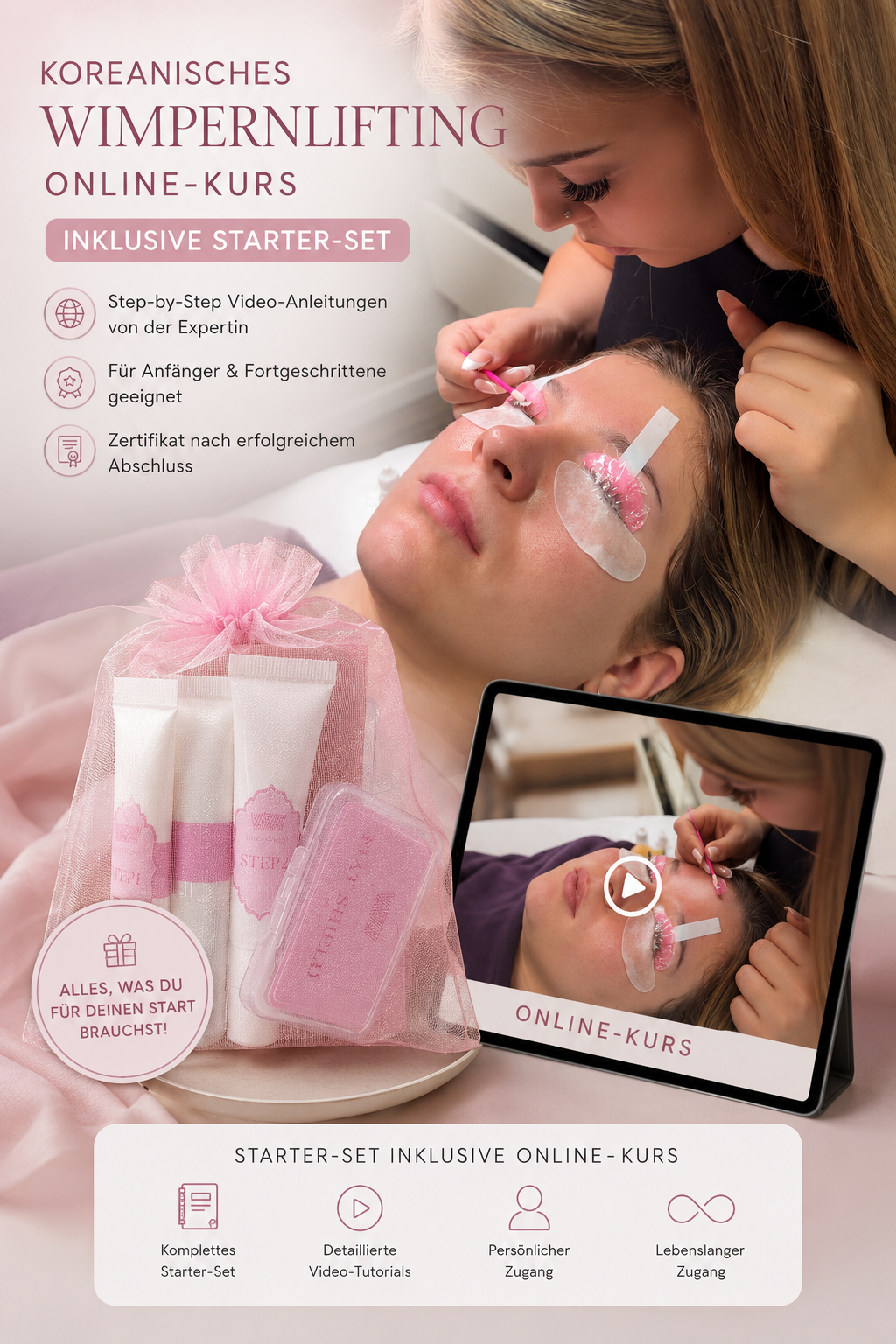 Koreanisches Wimpernlifting online Kurs inkl. Starterset